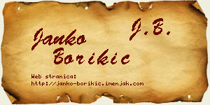 Janko Borikić vizit kartica